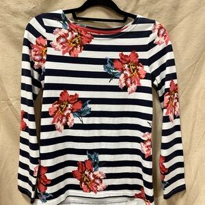 Joules Blue and White Fitted Long Sleeve Blouse